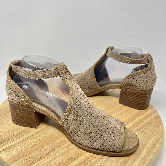 Koolaburra By UGG Shoes Tan Ashlyn Perforated Suede Heeled Sandal Size 10 - Picture 7 of 11
